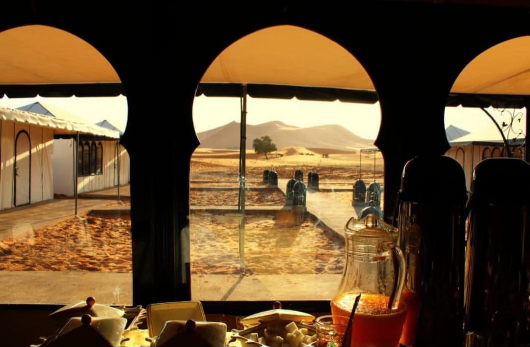 Moroccan tea prepared for guests at the desert camp